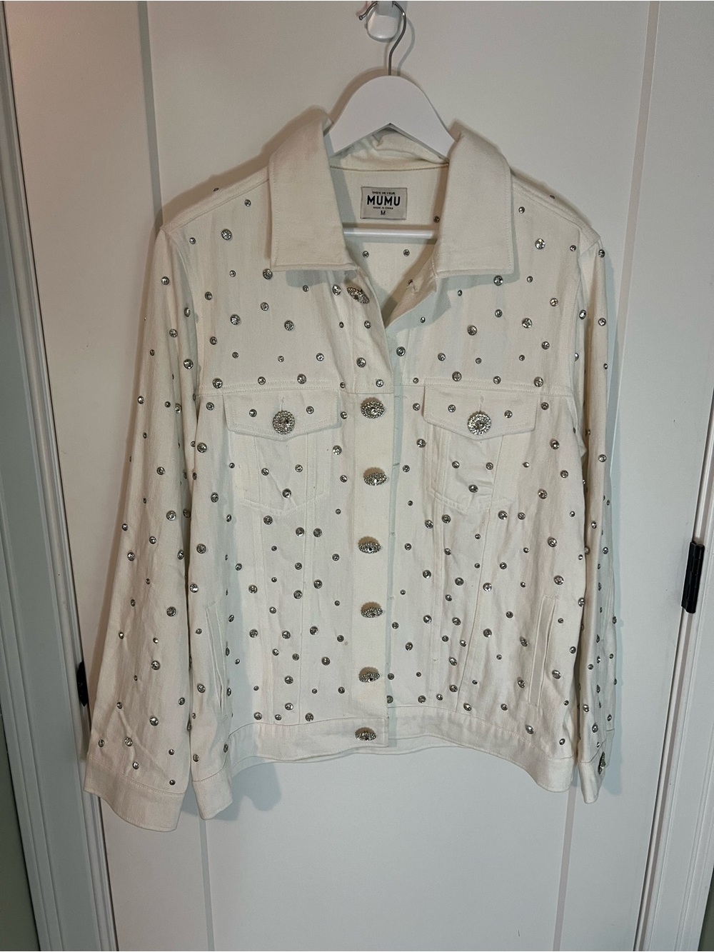Show me your mumu White Embellished Denim Jacket